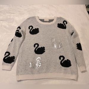 Dreamers white sequin swan sweater